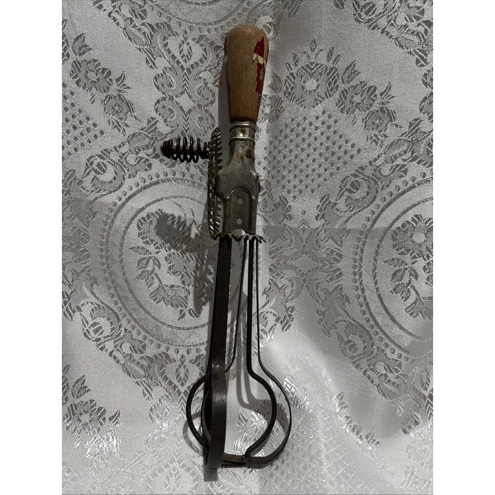 Vintage EKCO A&J Wood Handle Hand Crank Egg Beater~Mixer~1923~ USA